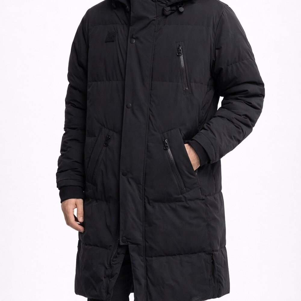 The Arrivals NYC Down Puffer Parka Jacket Black M Men L Women Long Winter Coat